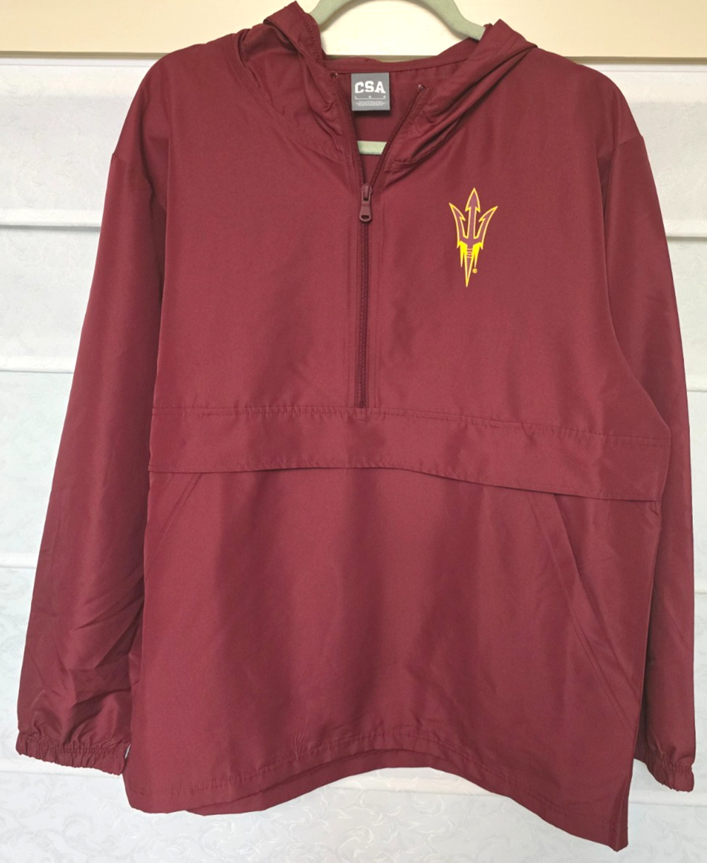 Arizona State Sun Devils Hooded Pullover Windbreaker Jacket Mens Large ASU NEW
